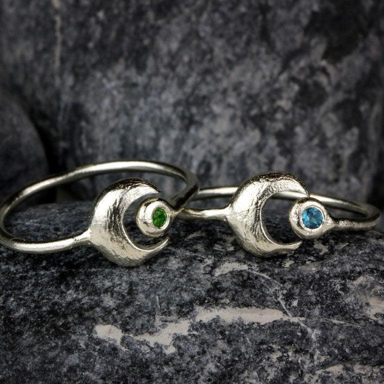 Rings for Teen Girls,Stacking Rings,Moon Ring,Cute Rings,Topaz Ring,Sterling Silver Rings,Promise Rings for Her,Custom Rings for Women