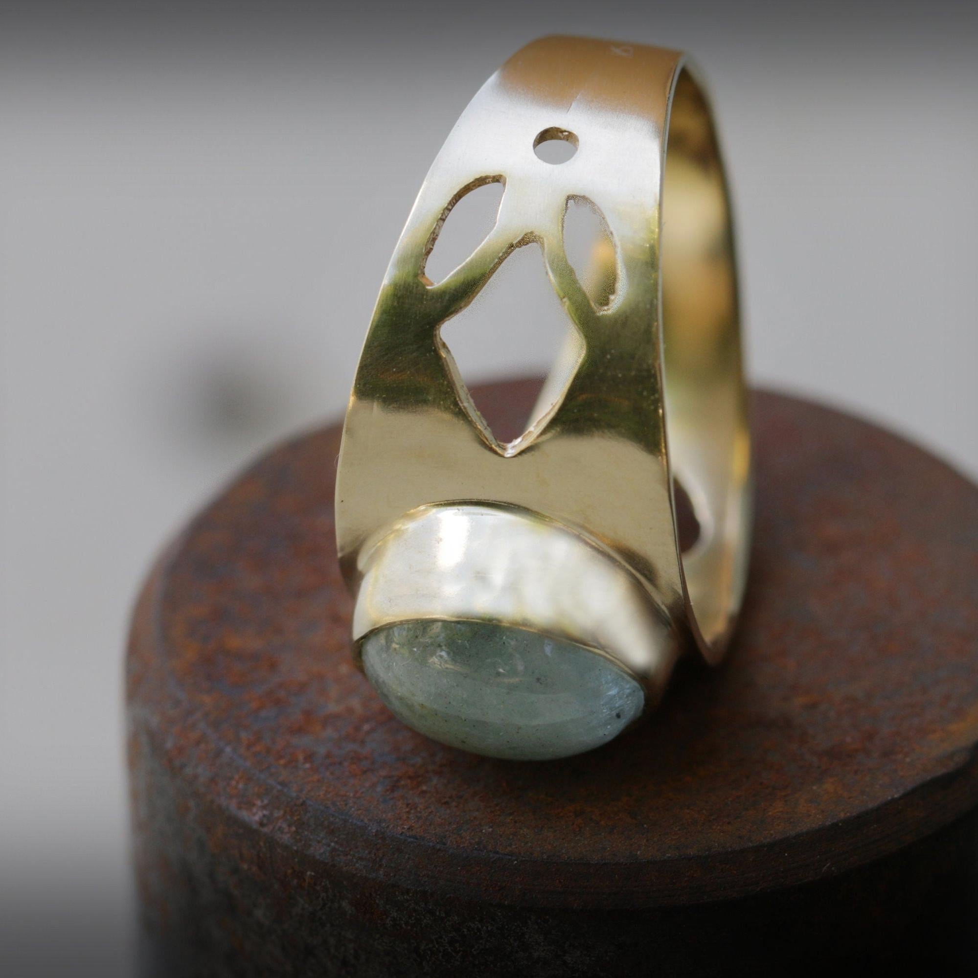 Statement Ring,Thick Gold Ring,Women 14k Gold Rings,Fashion Jewelry,Aquamarine Ring,Gemstone Rings,Vintage Rings, oval gemstone ring, lotus