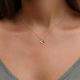 Silver Leaf And Emerald Necklace,Silver Short Pendant Leaf Necklace,Leaf Necklace For Women, Necklace For Girls,Bat Mitzvah Gift,Birth Stone