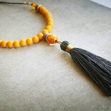 Tassel Necklaces for Women,Long Necklace,Yellow Necklace,Boho Necklaces for Women,Statement Necklace,Beaded Necklace,Boho Jewelry