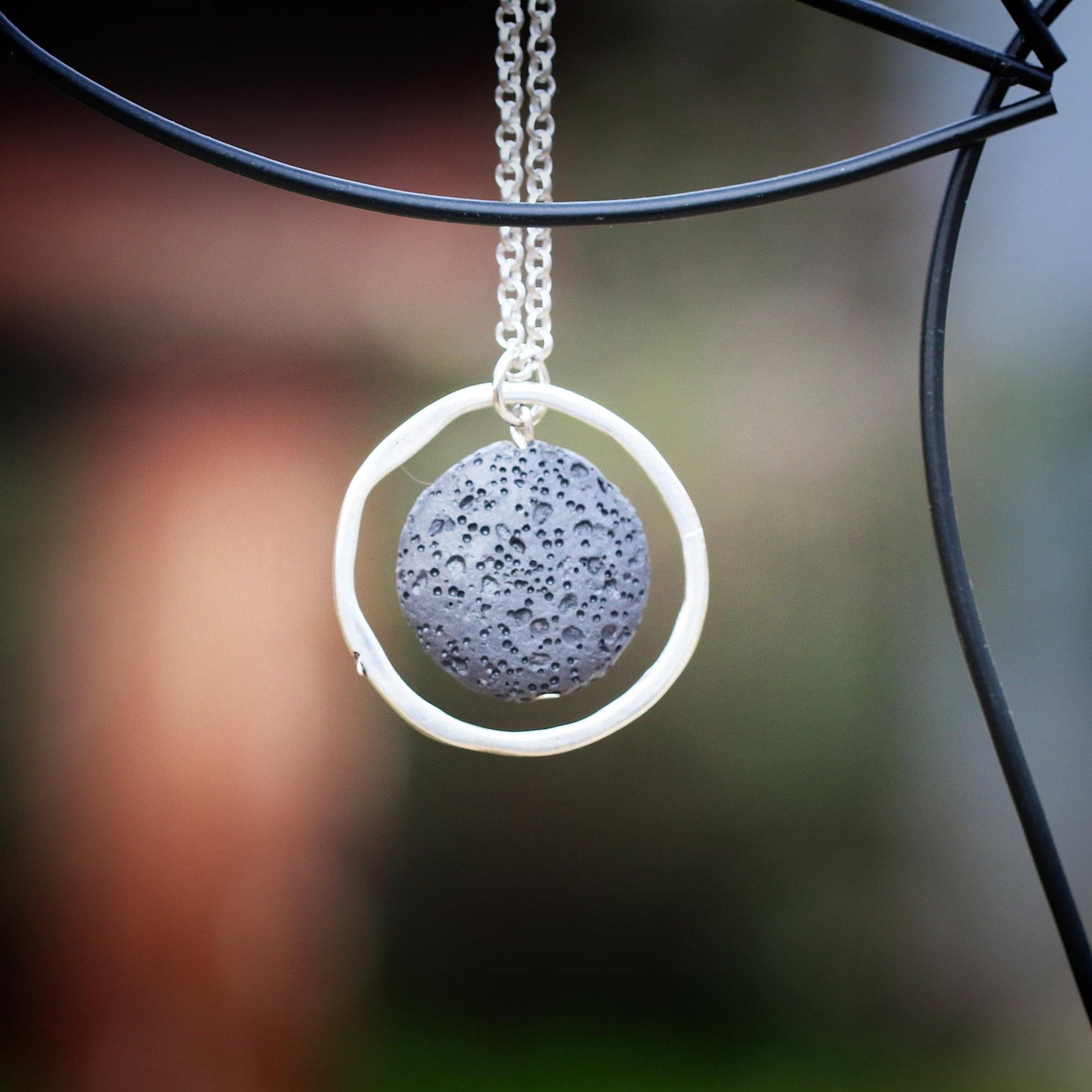 Lava Bead Necklace,Pendant Necklace for Women,Beaded Necklace,Silver Necklace for Women,Silver Jewelry,Bohemian Jewelry,Pendant Necklace