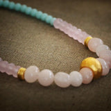 Rose Quartz Necklace,Beads Necklace,Beaded Necklace for Women,Bead Necklace,Women Necklace,Statement Necklace,Pink Necklace ,Christmas Gift