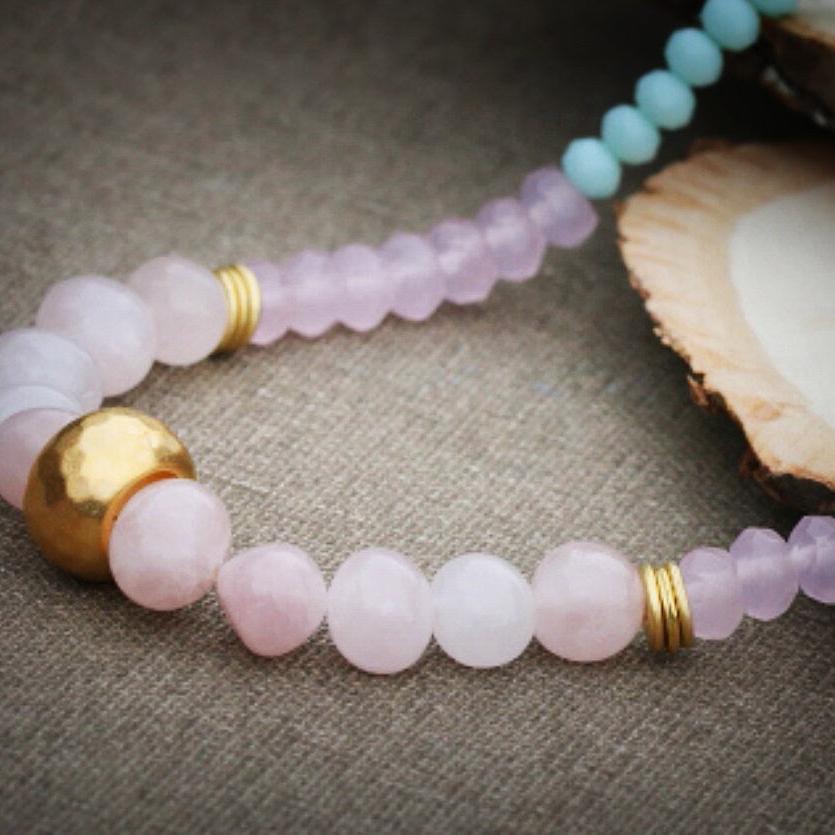 Rose Quartz Necklace,Beads Necklace,Beaded Necklace for Women,Bead Necklace,Women Necklace,Statement Necklace,Pink Necklace ,Christmas Gift