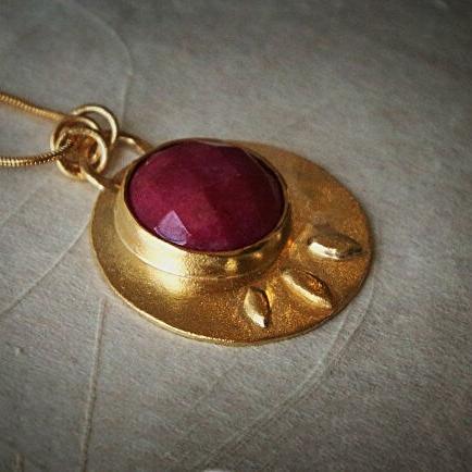 Ruby Birthstone Necklace • Gold Pendant Necklace • Long Necklace for Women • Custom Necklac• Gold Necklaces for Women • Birthstone Jewelry