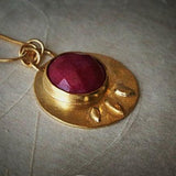 Ruby Birthstone Necklace • Gold Pendant Necklace • Long Necklace for Women • Custom Necklac• Gold Necklaces for Women • Birthstone Jewelry