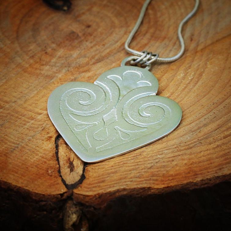 Silver heart pendant necklace for women, Personalized gift for her, Long boho necklace, Handmade jewelry, Bohemian jewelry, Birthday gift