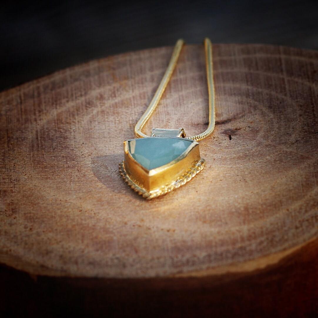 Personalized Gemstone Pendant Gold Necklace For Women