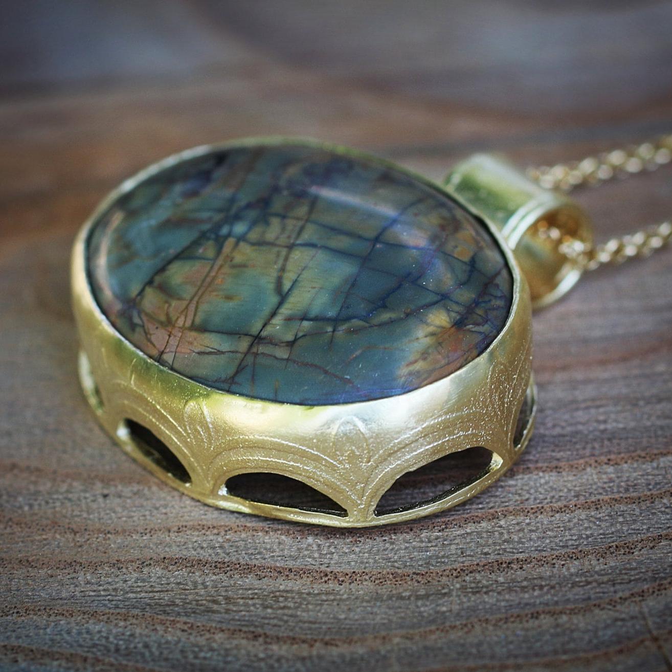 Jasper necklace for women, Bohemian pendant necklace, Statement gemstone necklace, Bohemian jewelry, Stone pendant unique long necklace