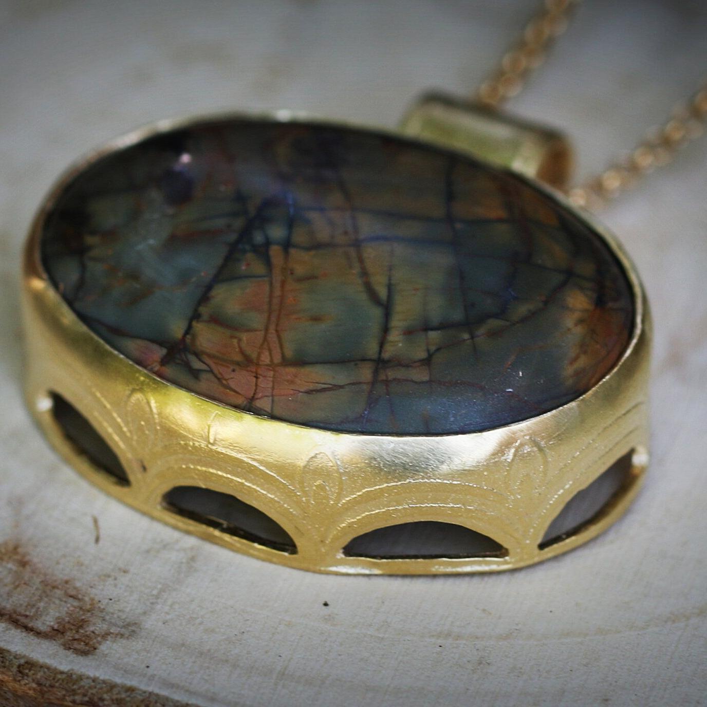 Jasper necklace for women, Bohemian pendant necklace, Statement gemstone necklace, Bohemian jewelry, Stone pendant unique long necklace