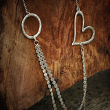 Silver Necklace for Women,Prom Necklace,Long Silver Necklace,Layered Necklaces for Women,Heart Necklace,Handmade Jewelry,Christmas Gift