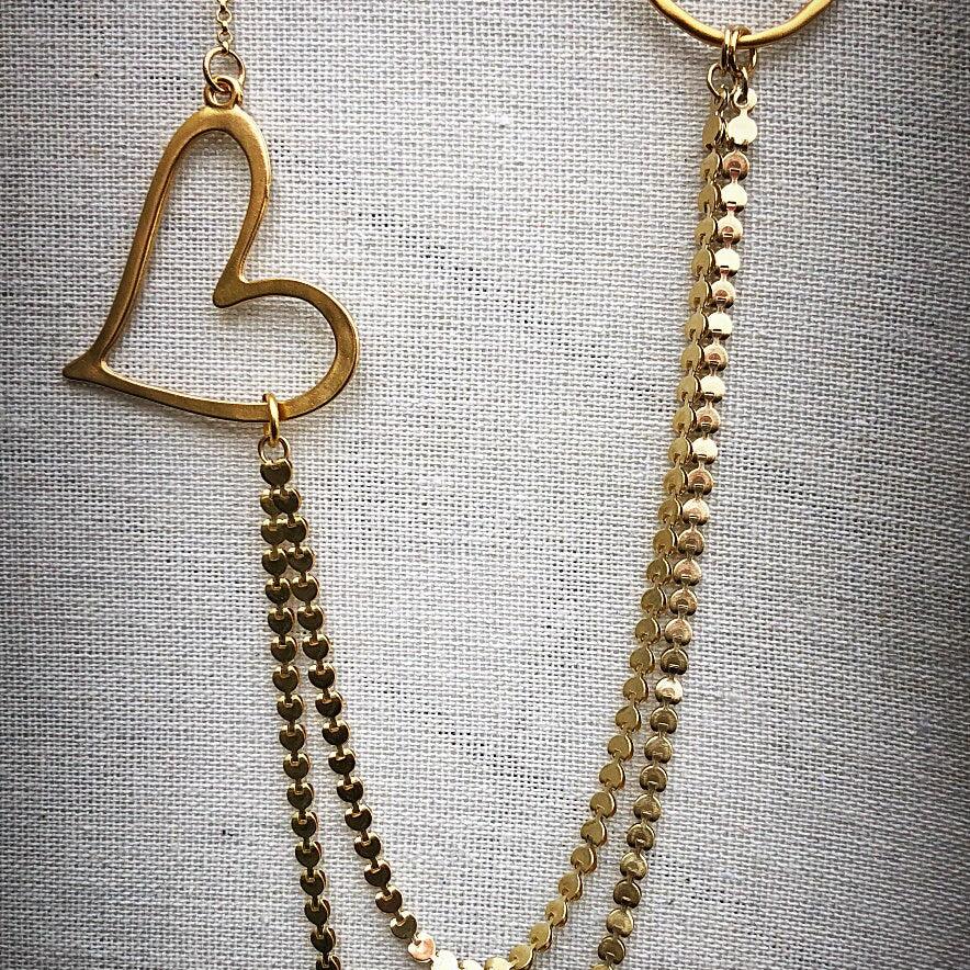 Gold Necklace for Women,Long Statement Necklace,Layered Necklace,Heart Necklace,Women Necklace,Layered Gold Necklace,Christmas Gift