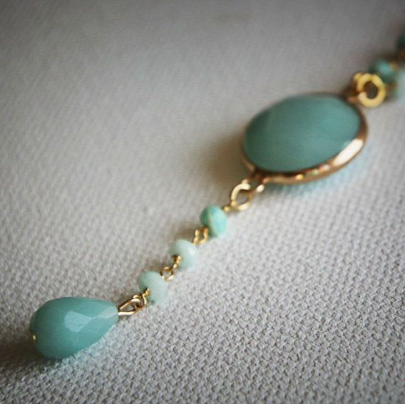 Handmade rosary necklace, Beaded necklace for women, Natural amazonite necklace, Artisan boho jewelry, Bohemian necklace, Gift for her