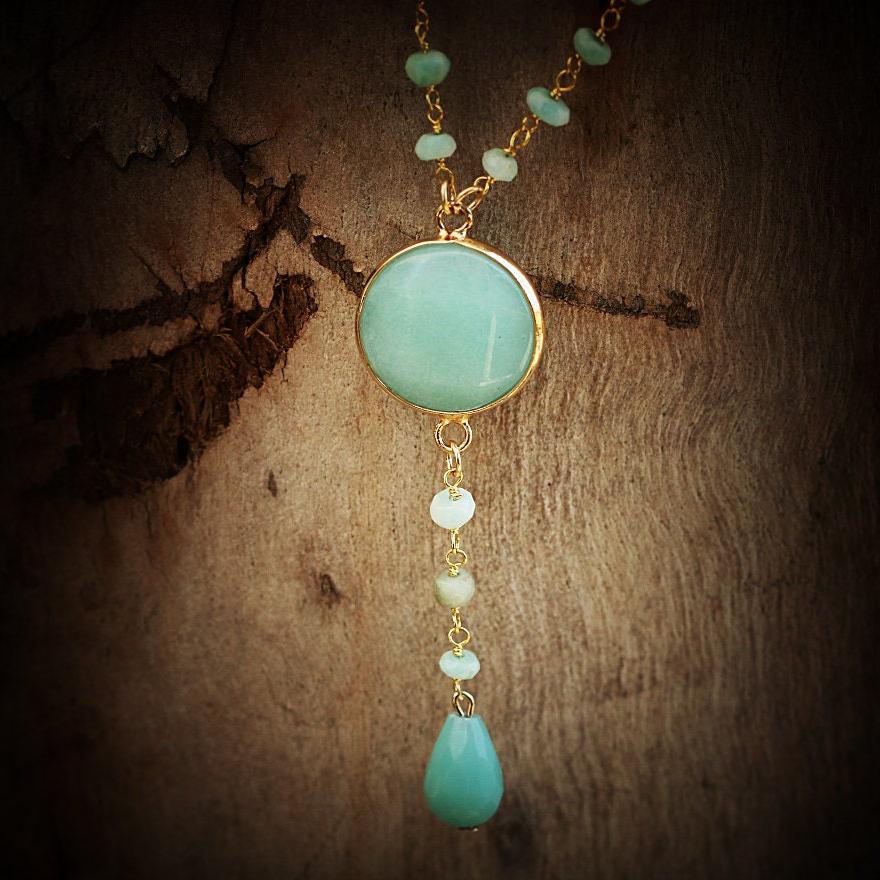 Handmade rosary necklace, Beaded necklace for women, Natural amazonite necklace, Artisan boho jewelry, Bohemian necklace, Gift for her