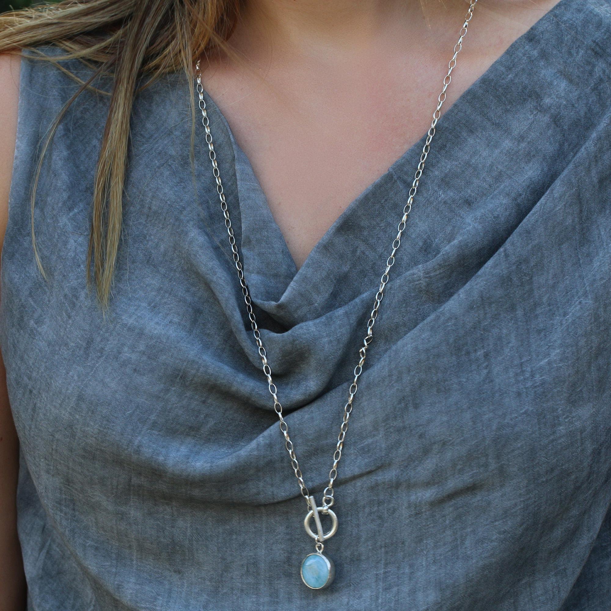 Extra Long Silver Statement Necklace, Double Pendant Necklace, Pendant necklace, Hand Made Jewelry For Her, Toggle Necklace, Christmas Gift