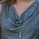 Extra Long Silver Statement Necklace, Double Pendant Necklace, Pendant necklace, Hand Made Jewelry For Her, Toggle Necklace, Christmas Gift