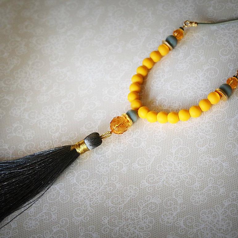 Tassel Necklaces for Women,Long Necklace,Yellow Necklace,Boho Necklaces for Women,Statement Necklace,Beaded Necklace,Boho Jewelry