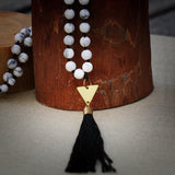 Gem Jewelry for Women,Mala Necklace for Women,Gemstone Necklace,Statement Necklace,Agate Necklace,Black Tassel Necklace,Agate Necklace