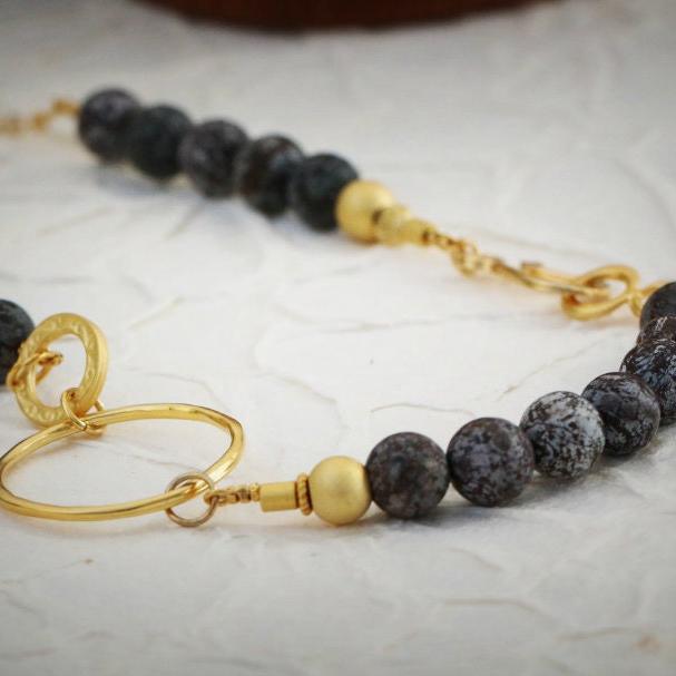 Bead Necklace for Women,Gemstone Necklace,Jasper Necklace,Handmade Necklace,Necklaces for Women,Gem Necklace,Gold Necklace,Fashion Jewelry