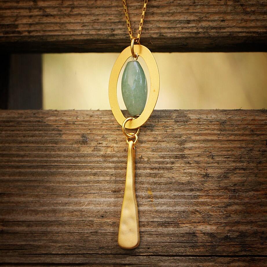 Green Aventurine Necklace,Gemstone Necklace for Women,Pendant Necklace,Long Necklace,Gold Pendant Necklace,Handmade Jewelry ,Christmas Gift
