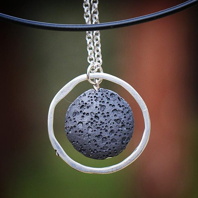 Lava Bead Necklace,Pendant Necklace for Women,Beaded Necklace,Silver Necklace for Women,Silver Jewelry,Bohemian Jewelry,Pendant Necklace