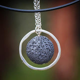 Lava Bead Necklace,Pendant Necklace for Women,Beaded Necklace,Silver Necklace for Women,Silver Jewelry,Bohemian Jewelry,Pendant Necklace