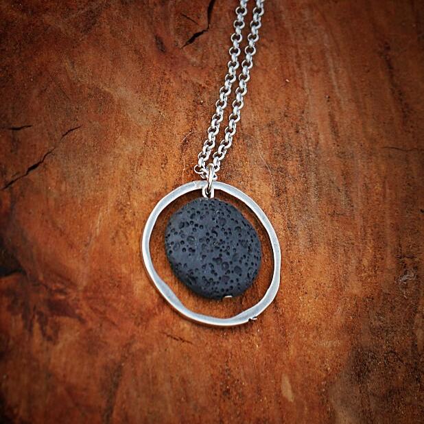 Lava Bead Necklace,Pendant Necklace for Women,Beaded Necklace,Silver Necklace for Women,Silver Jewelry,Bohemian Jewelry,Pendant Necklace