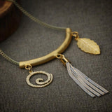 Gold Necklaces for Women,Gold Pendant Necklace,Long Gold Necklace,Tassel Necklaces,Spiral Pendant Necklace,Leaf Necklace,Unique Jewelry