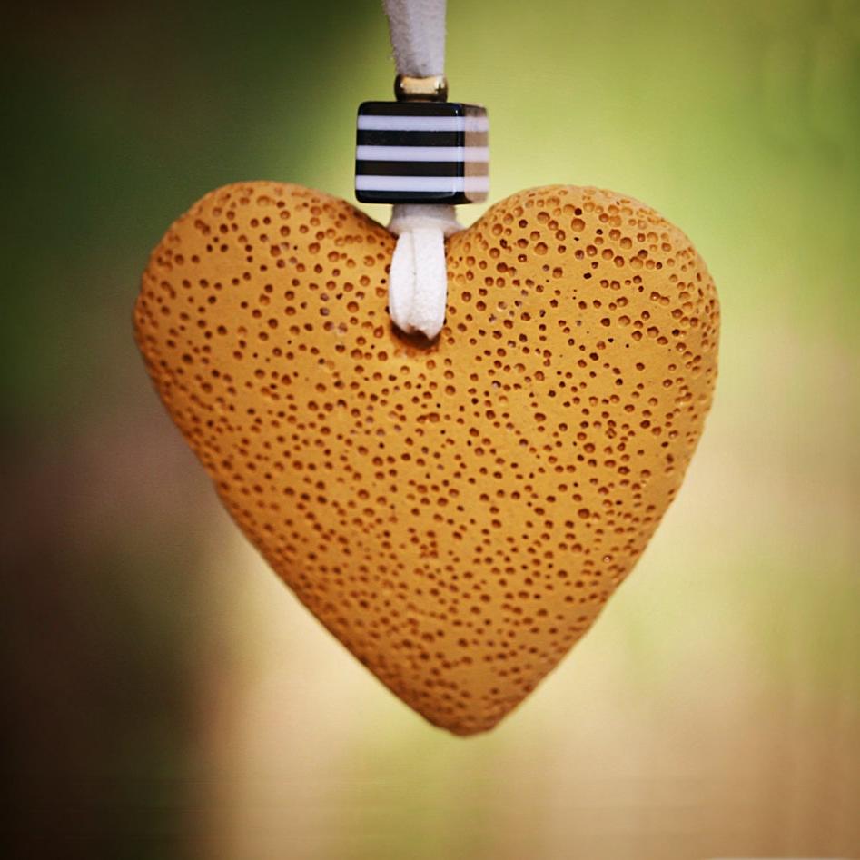 Lava heart necklace, Stone pendant necklace for women, Statement long necklace, Chunky boho necklace, Handmade jewelry, Bohemian jewelry