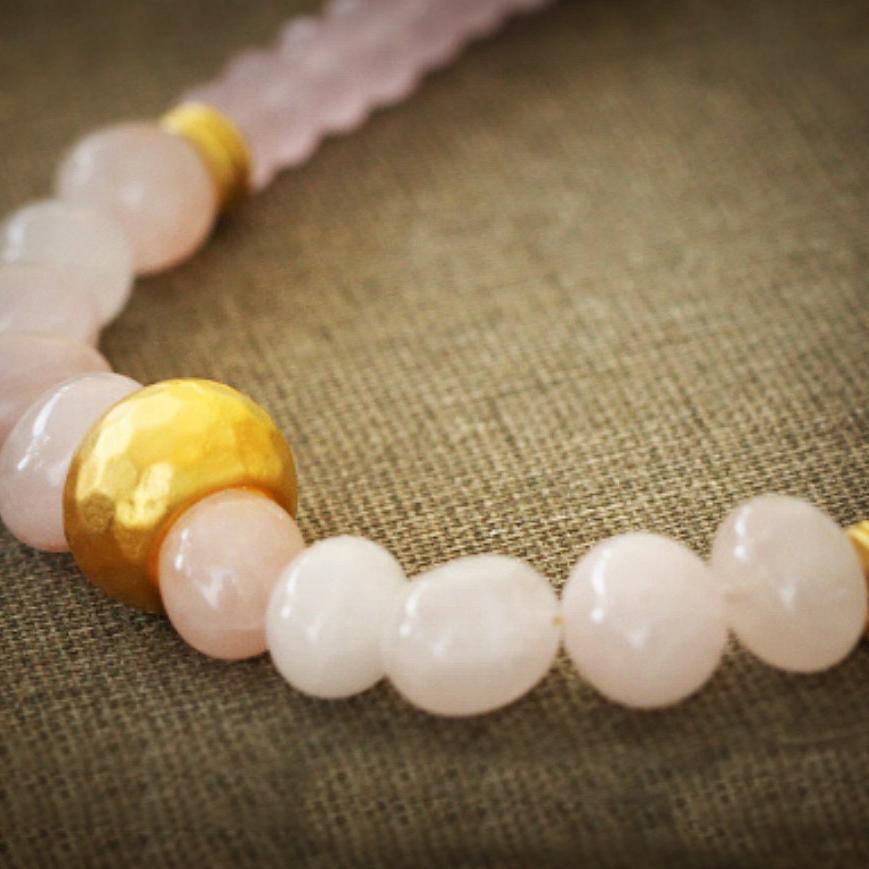 Rose Quartz Necklace,Beads Necklace,Beaded Necklace for Women,Bead Necklace,Women Necklace,Statement Necklace,Pink Necklace ,Christmas Gift