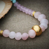 Rose Quartz Necklace,Beads Necklace,Beaded Necklace for Women,Bead Necklace,Women Necklace,Statement Necklace,Pink Necklace ,Christmas Gift