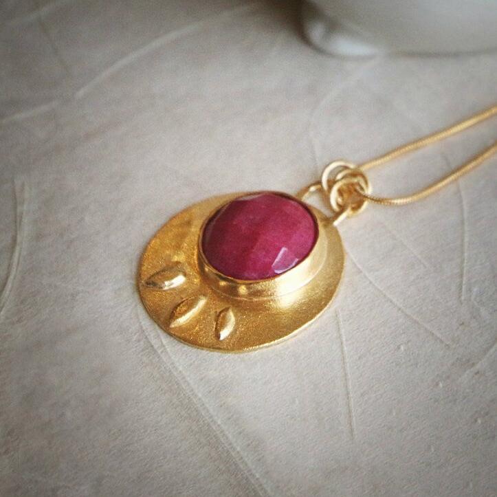 Ruby Birthstone Necklace • Gold Pendant Necklace • Long Necklace for Women • Custom Necklac• Gold Necklaces for Women • Birthstone Jewelry