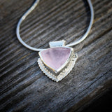 Rose quartz necklace in silver or gold, Delicate crystal necklace, Dainty gemstone pendant necklace for women, Silver jewelry gift for her