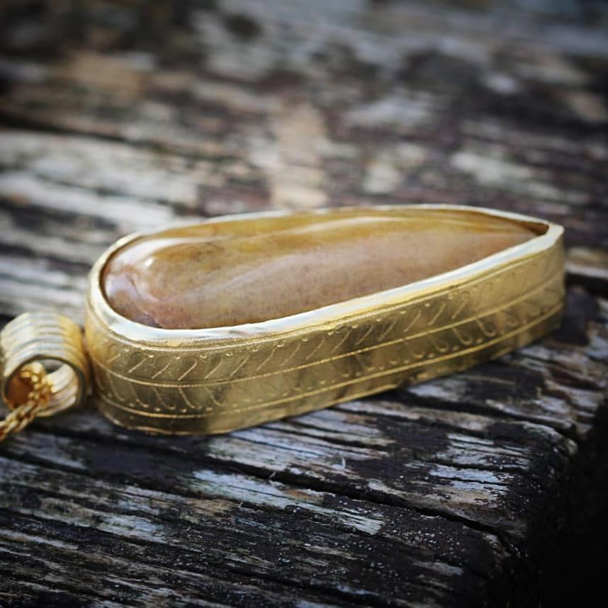 Long Gold Necklace,Gold Statement Necklace,Agate Pendant Necklace,Long Necklaces for Women,Stone Jewelry,Stone Pendant Necklace