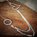 Silver Necklace for Women,Prom Necklace,Long Silver Necklace,Layered Necklaces for Women,Heart Necklace,Handmade Jewelry,Christmas Gift