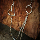 Silver Necklace for Women,Prom Necklace,Long Silver Necklace,Layered Necklaces for Women,Heart Necklace,Handmade Jewelry,Christmas Gift