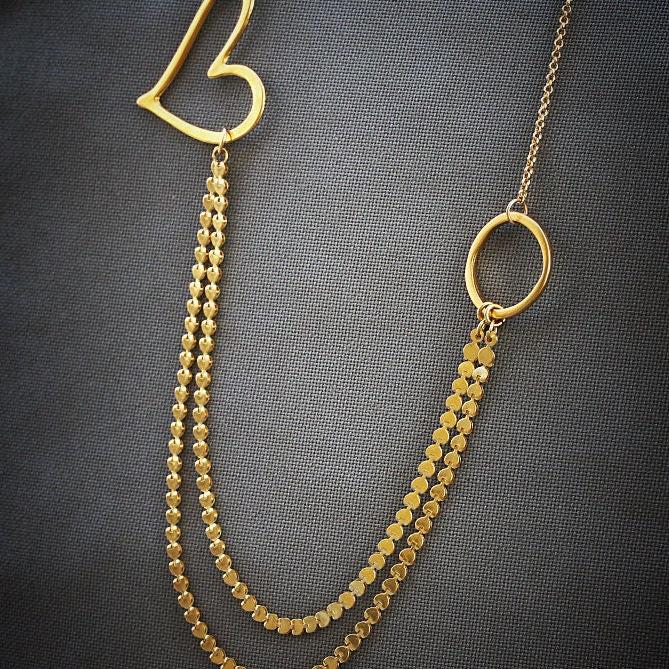 Gold Necklace for Women,Long Statement Necklace,Layered Necklace,Heart Necklace,Women Necklace,Layered Gold Necklace,Christmas Gift