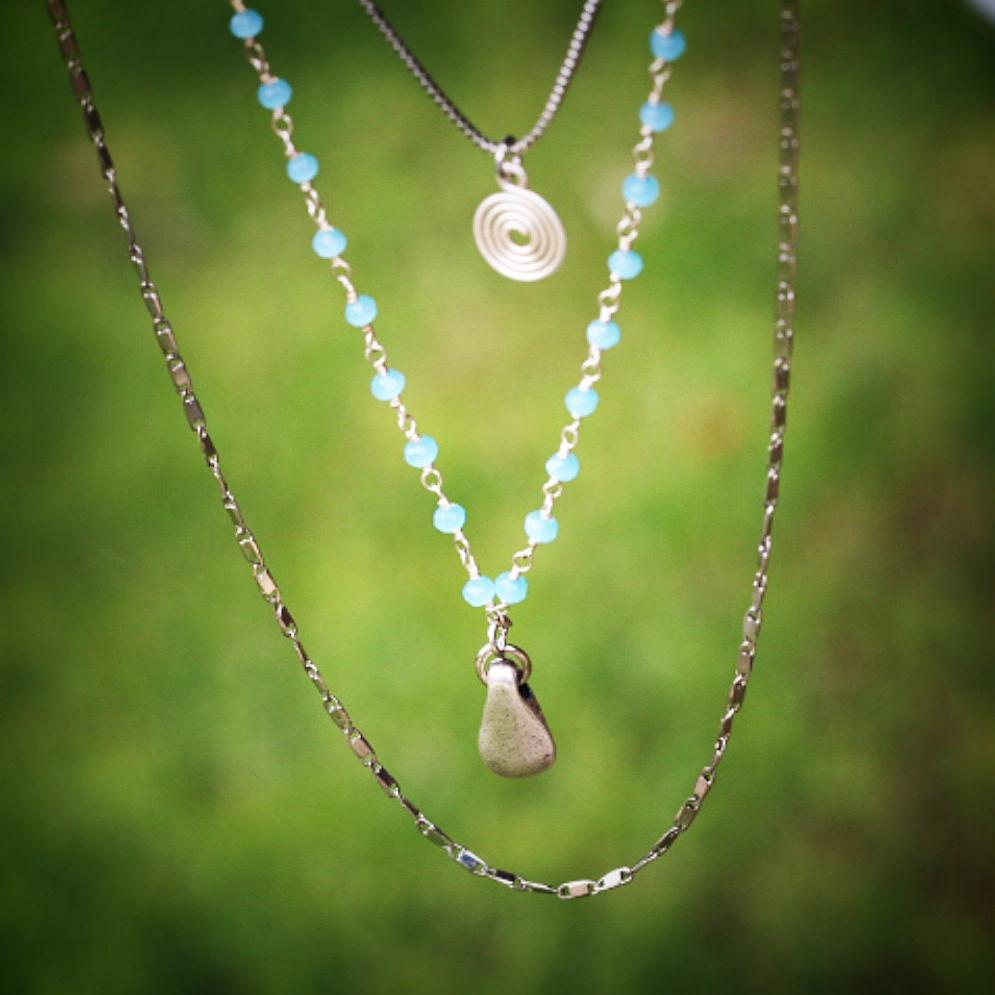 Dainty Necklaces for Women,Multilayer Necklace,Blue Bead Necklace,Cute Necklace for Teen Girls,Teen Jewelry,Boho Jewelry,Layered Necklace