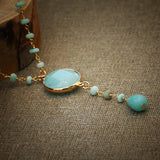 Handmade rosary necklace, Beaded necklace for women, Natural amazonite necklace, Artisan boho jewelry, Bohemian necklace, Gift for her