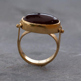 Gold-Filled Solitaire Ring For Women, Carnelian Oval Gold Ring