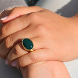 Green Onyx Ring,Gemstone Rings,Fashion Ring,Oval Ring,14k Jewelry for Women,Boho Ring,Gem Rings,Womens Jewelry,May Birthstone Ring