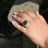 Green Onyx Ring,Gemstone Rings,Fashion Ring,Oval Ring,14k Jewelry for Women,Boho Ring,Gem Rings,Womens Jewelry,May Birthstone Ring