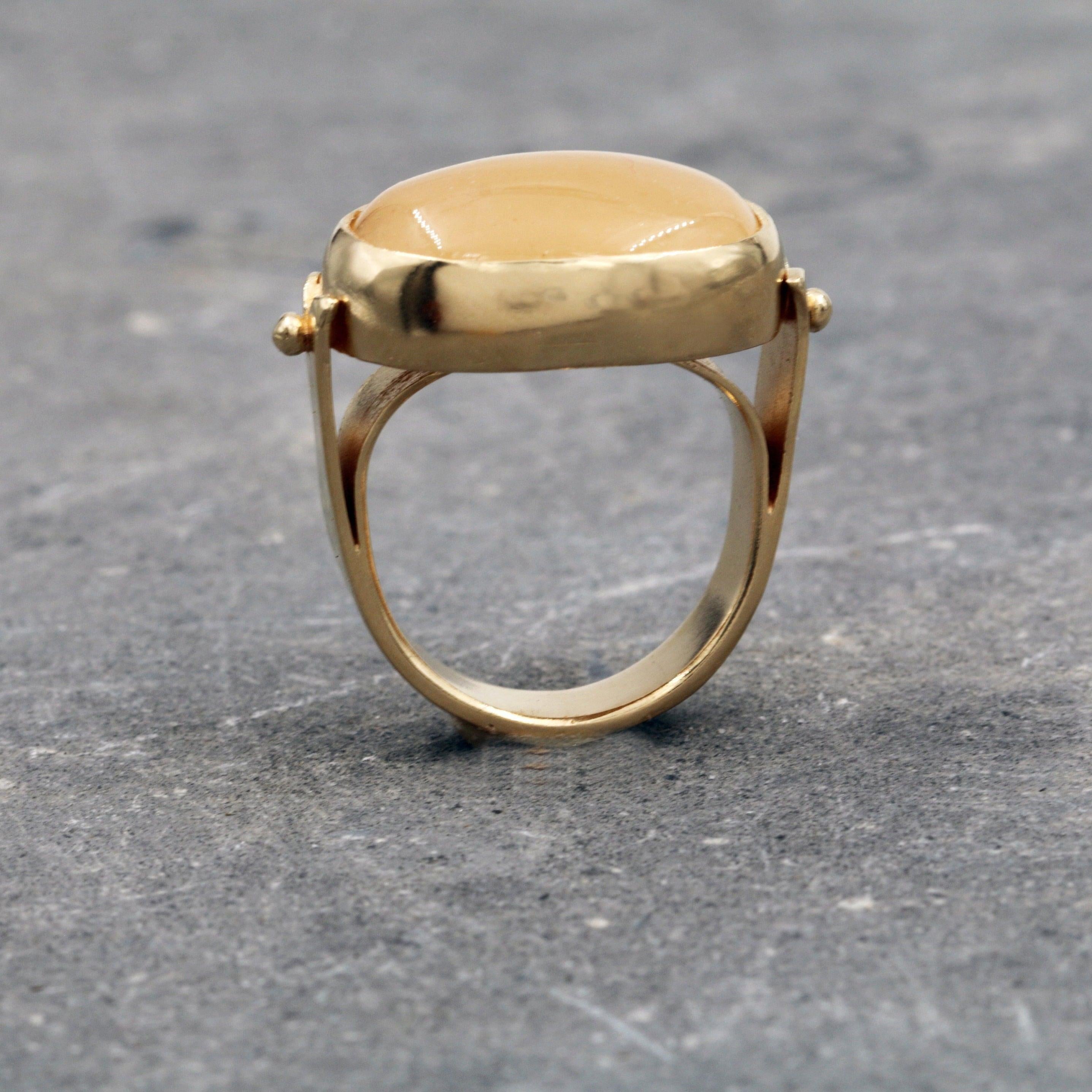 Fashionable 14k Citrine Ring - Vintage Style Jewelry, Hand Made Oval Citrine Solitaire Gold Birthstone Ring, Citrine Jewelry