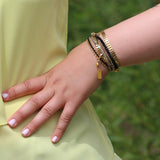 Gold Beaded Wrap Bracelets Set