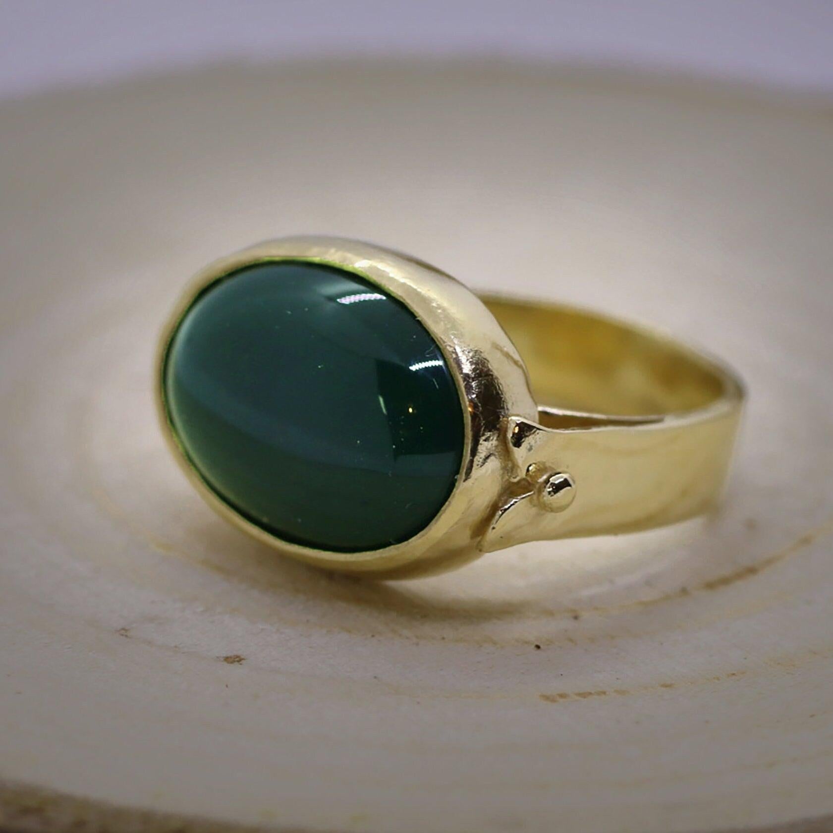 Green Onyx Ring,Gemstone Rings,Fashion Ring,Oval Ring,14k Jewelry for Women,Boho Ring,Gem Rings,Womens Jewelry,May Birthstone Ring