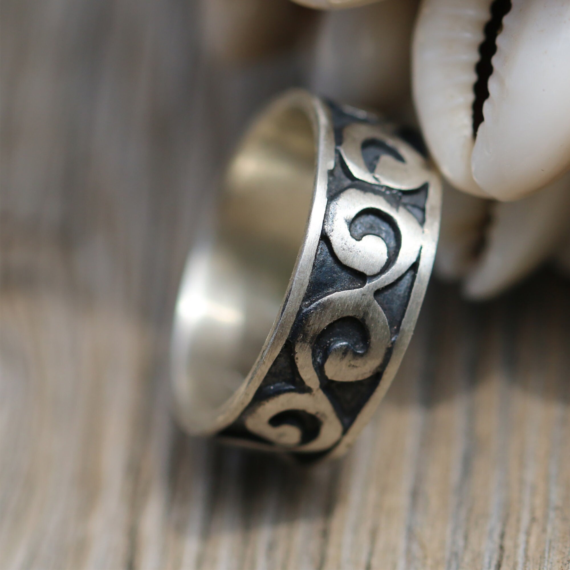 Sterling silver band ring, Unique boho wave ring, Handmade jewelry, Gift for her, Gift for him, Mens ring, Boyfriend gift