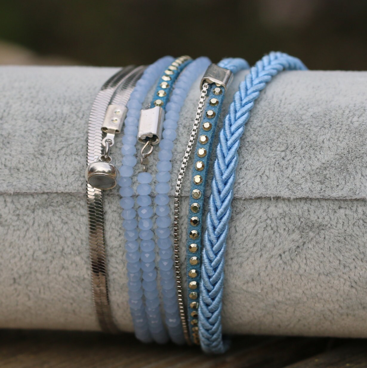 Bracelet Set, Blue Bracelet, Wrap Bracelet, Statement Bracelets for Women, Unique Jewelry, Silver Bracelet, Boho Jewelry, Statement Jewelry