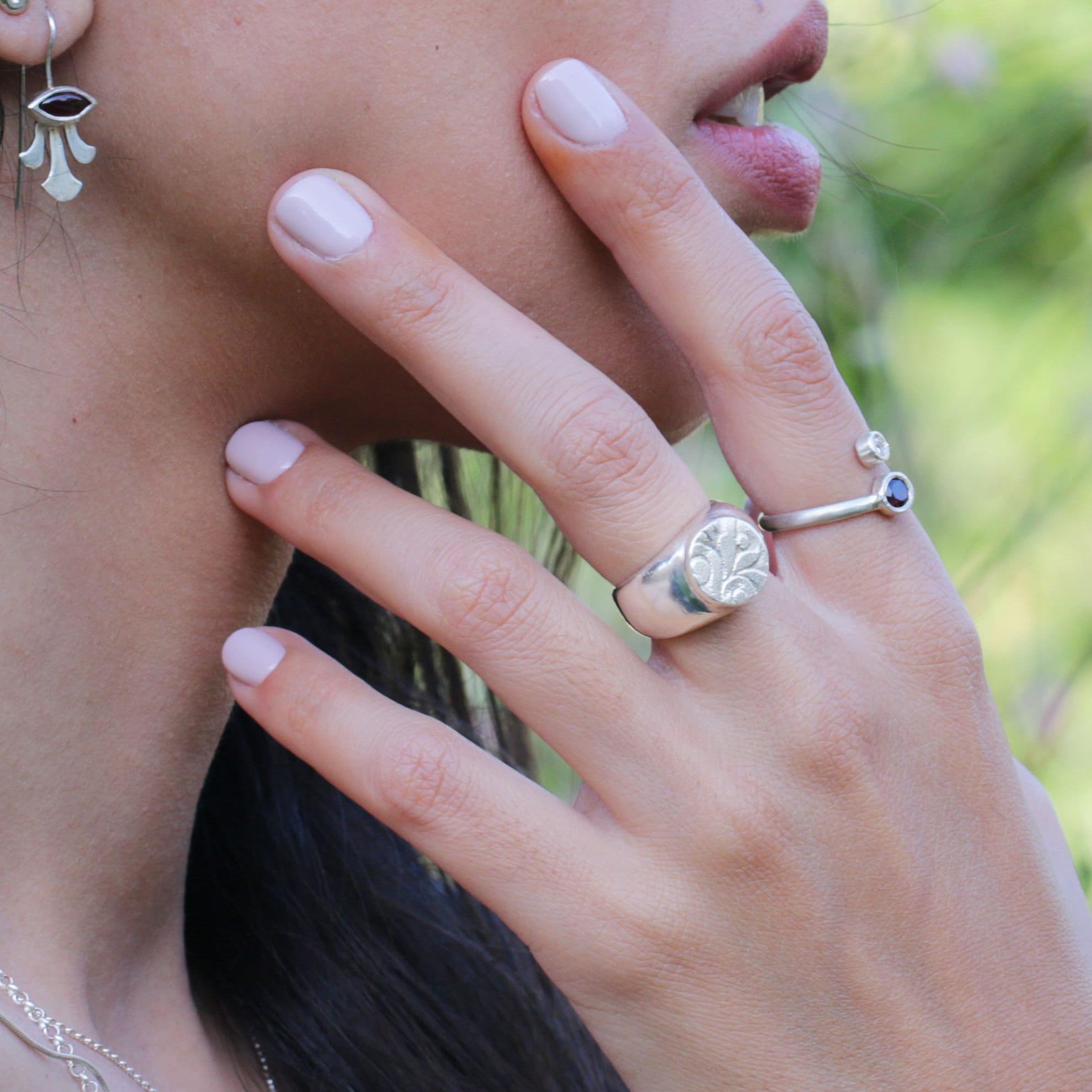 Silver Signet Ring • Round Signet Ring Women • Vintage Ring • Statement Ring • Solitaire Ring • Hand-Made Signet Ring • Gift For Mom