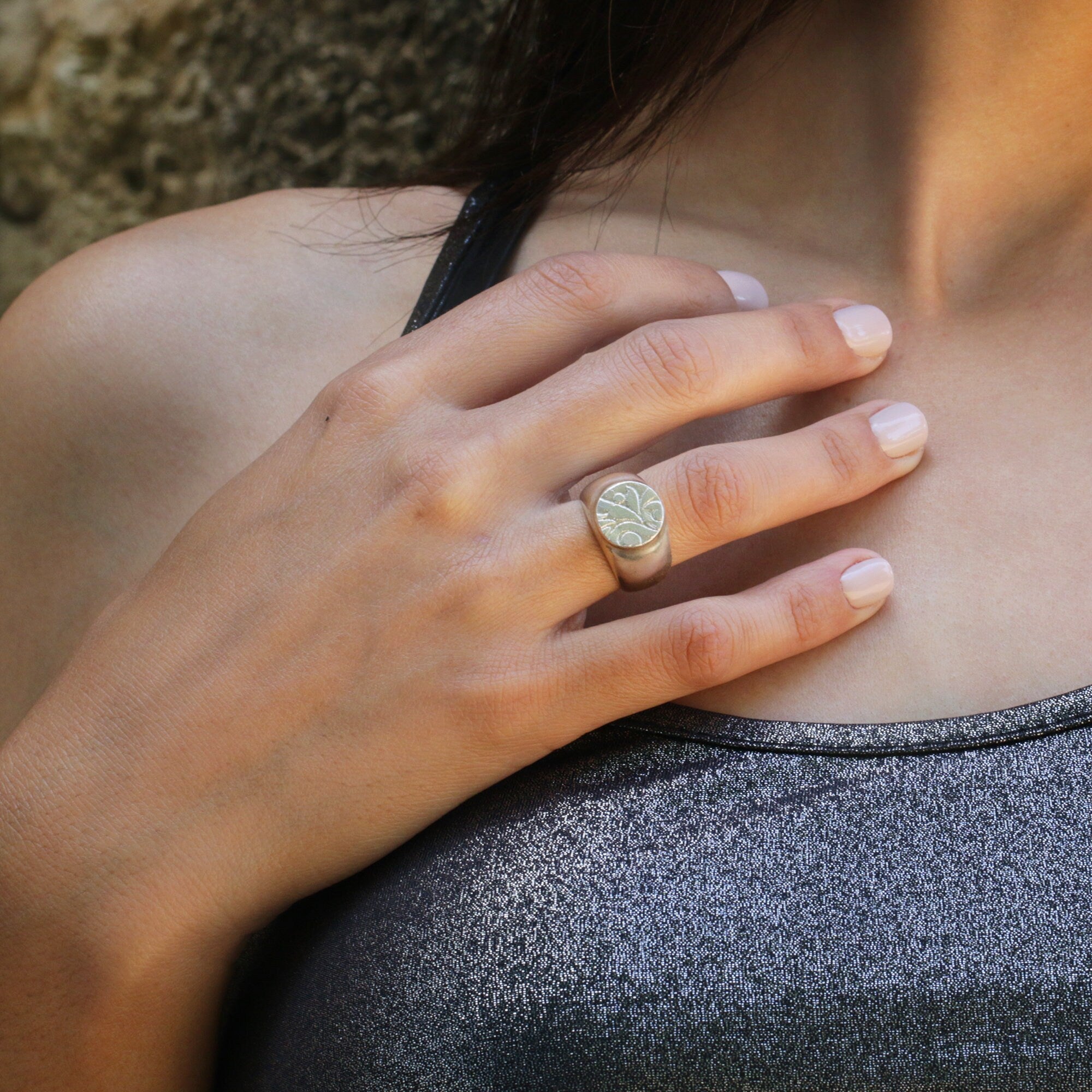 Silver Signet Ring • Round Signet Ring Women • Vintage Ring • Statement Ring • Solitaire Ring • Hand-Made Signet Ring • Gift For Mom