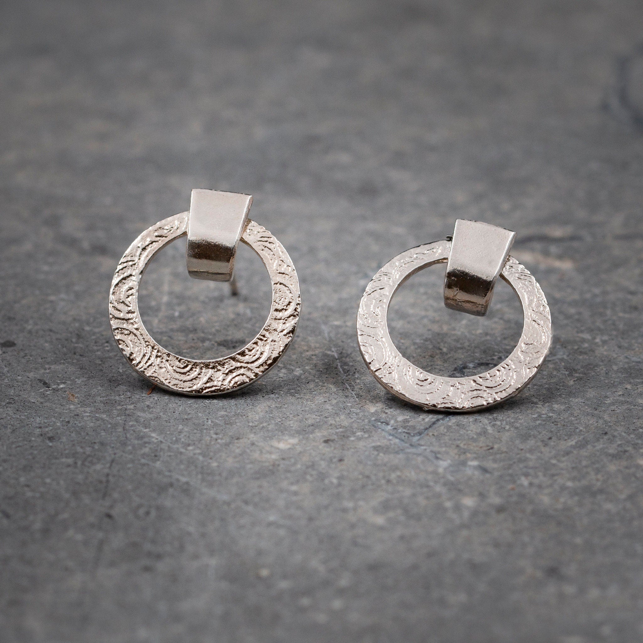 Sterling Silver Modern Round Post Earrings for Women