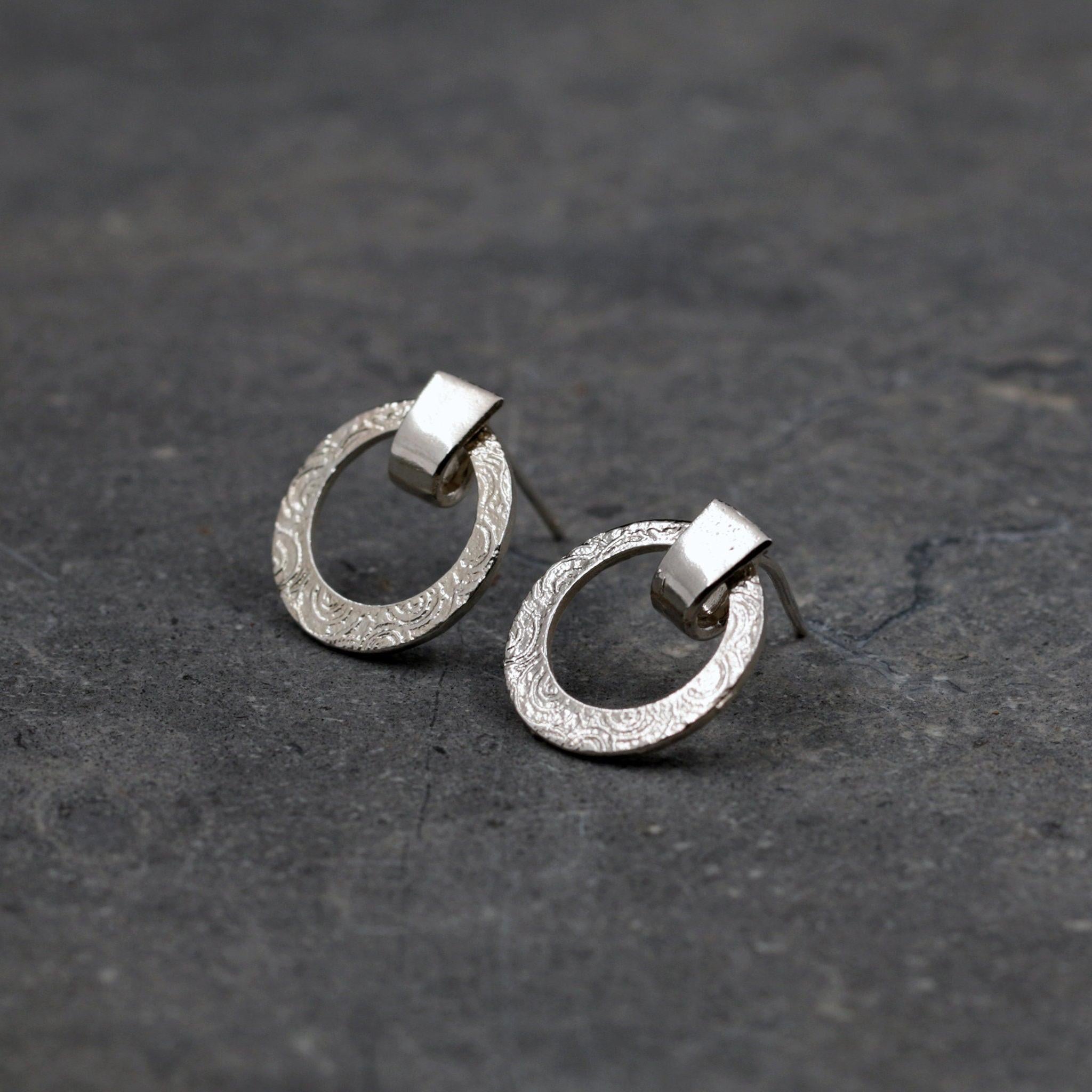 Sterling Silver Modern Round Post Earrings for Women